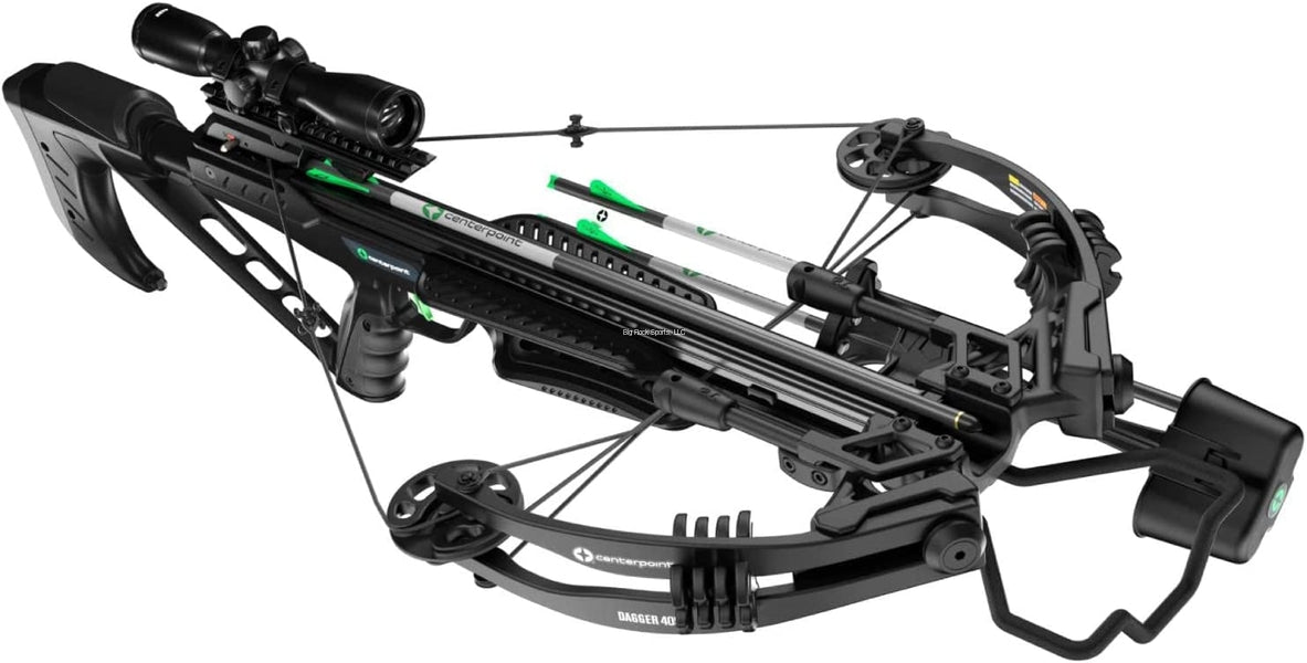 CenterPoint C0001 Dagger 405 Compound Crossbow, Up to 405 fps, Package includes 4x32 Scope, 3 arrows, Quiver, Rope Cocker