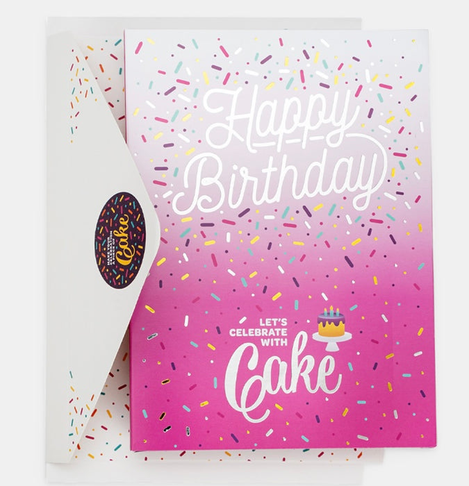 Happy Birthday Cake Card- Pink (Chocolate Flavour)