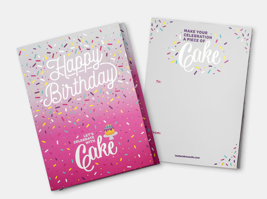 Happy Birthday Cake Card- Pink (Chocolate Flavour)