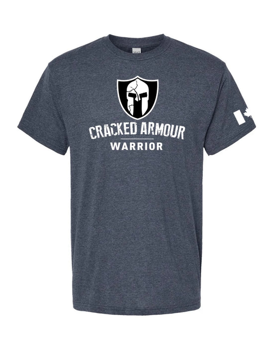 CRACKED ARMOUR WARRIOR TEE- HEATHER NAVY