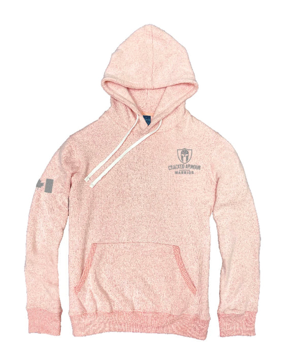 CRACKED ARMOUR Embroidered Shield Hoodie - Salmon